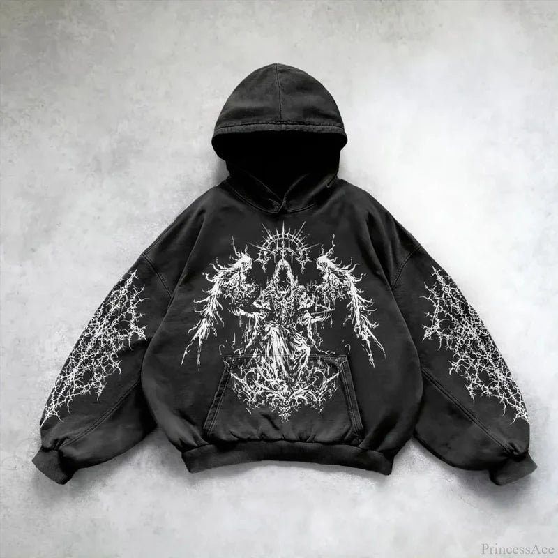 Loose Plus Size Hip Hop Hoodie black 5 / S