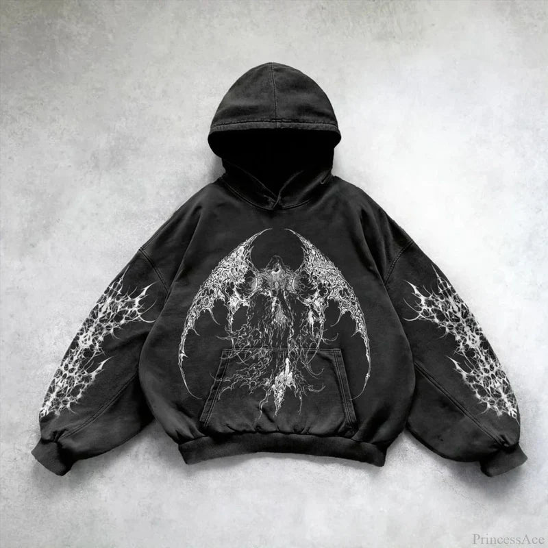 Loose Plus Size Hip Hop Hoodie black 1 / S