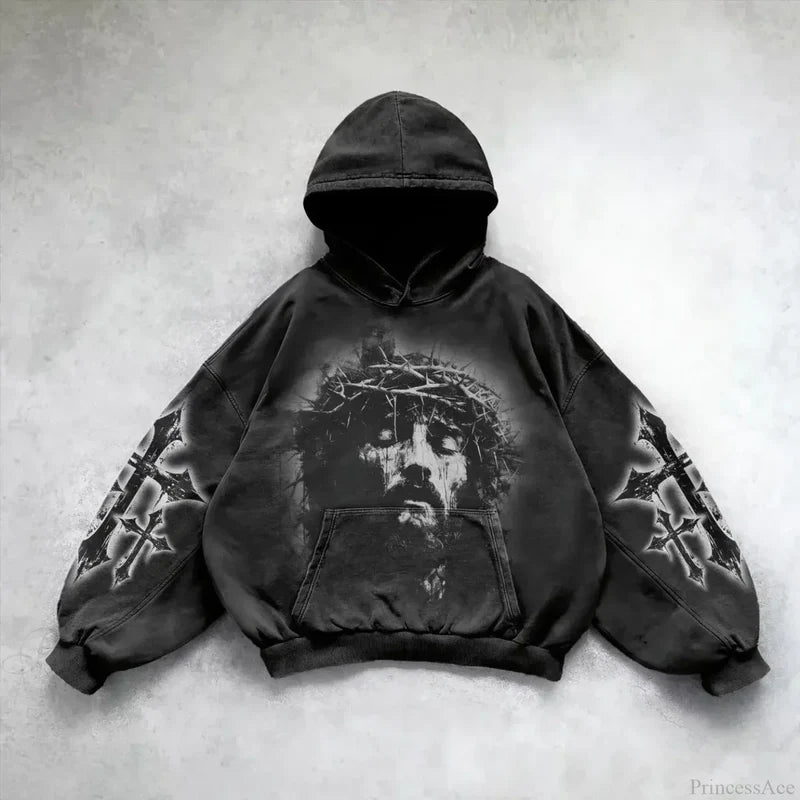 Loose Plus Size Hip Hop Hoodie black 2 / S