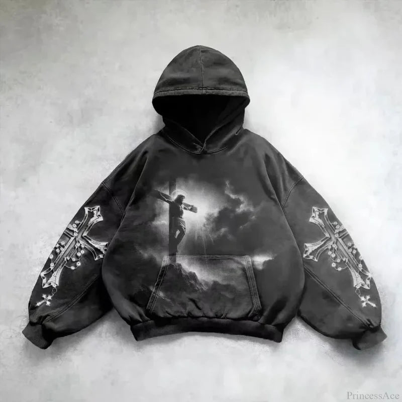 Loose Plus Size Hip Hop Hoodie black 4 / S