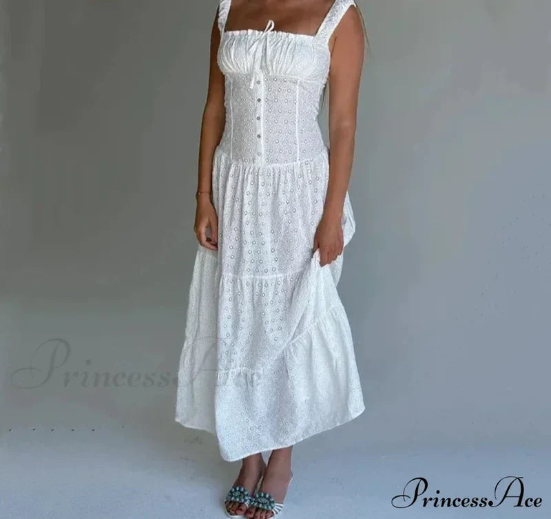 Louise Elegant Maxi Dress White / S