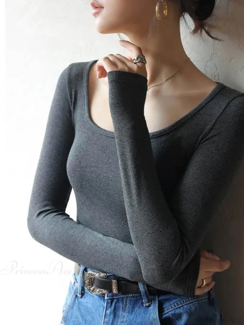Low Neck Undercoat Slim Fit Sweater