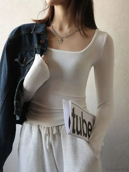 Low Neck Undercoat Slim Fit Sweater