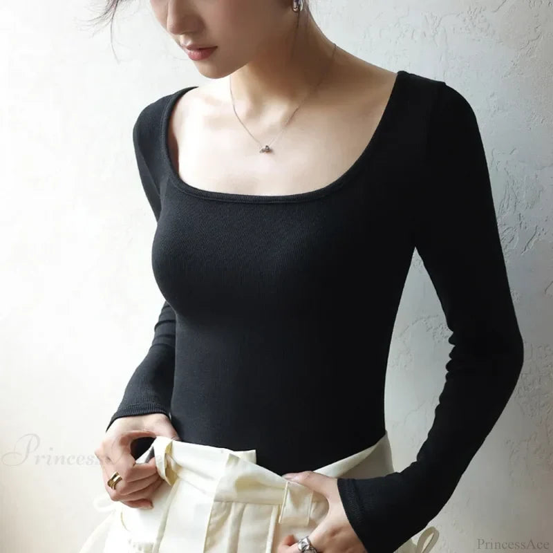 Low Neck Undercoat Slim Fit Sweater Black / S