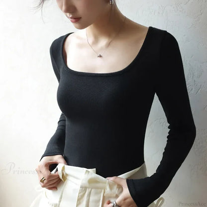 Low Neck Undercoat Slim Fit Sweater Black / S