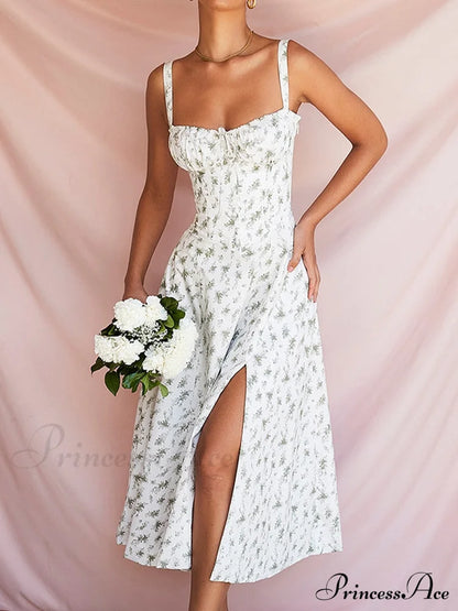 Maya Elegant Midi Dress White / Xs