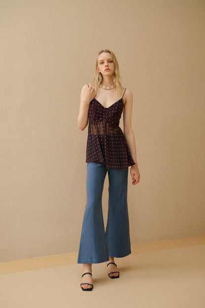 Mid-rise flared pants