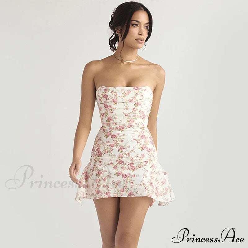Mini Silk Satin Birthday Modern Holiday Night Date Party Dress Floral Print / Xs