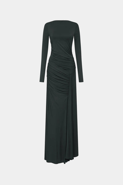 Misha Glacier Cupro Long Sleeve Maxi Dress - Black