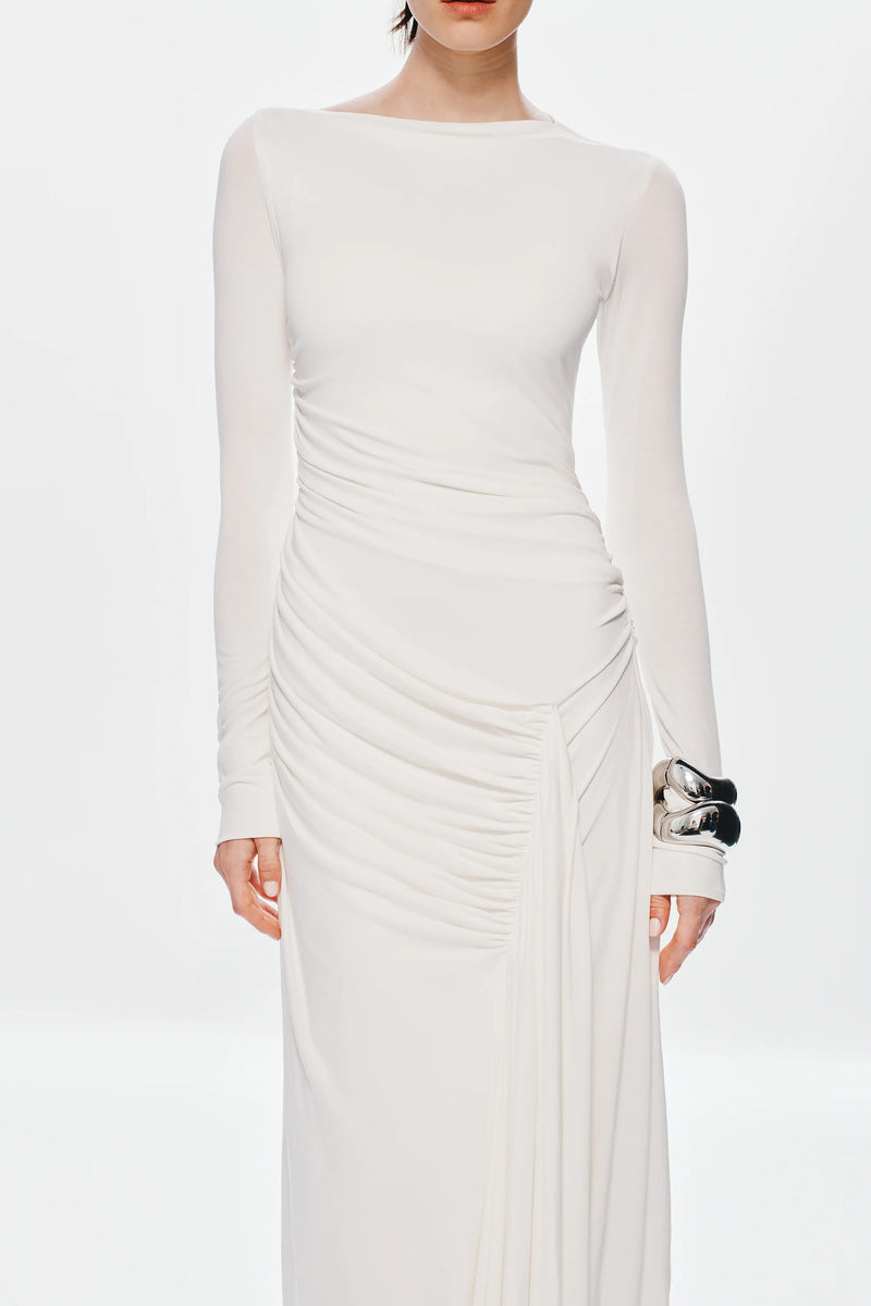 Misha Glacier Cupro Long Sleeve Maxi Dress - Ivory