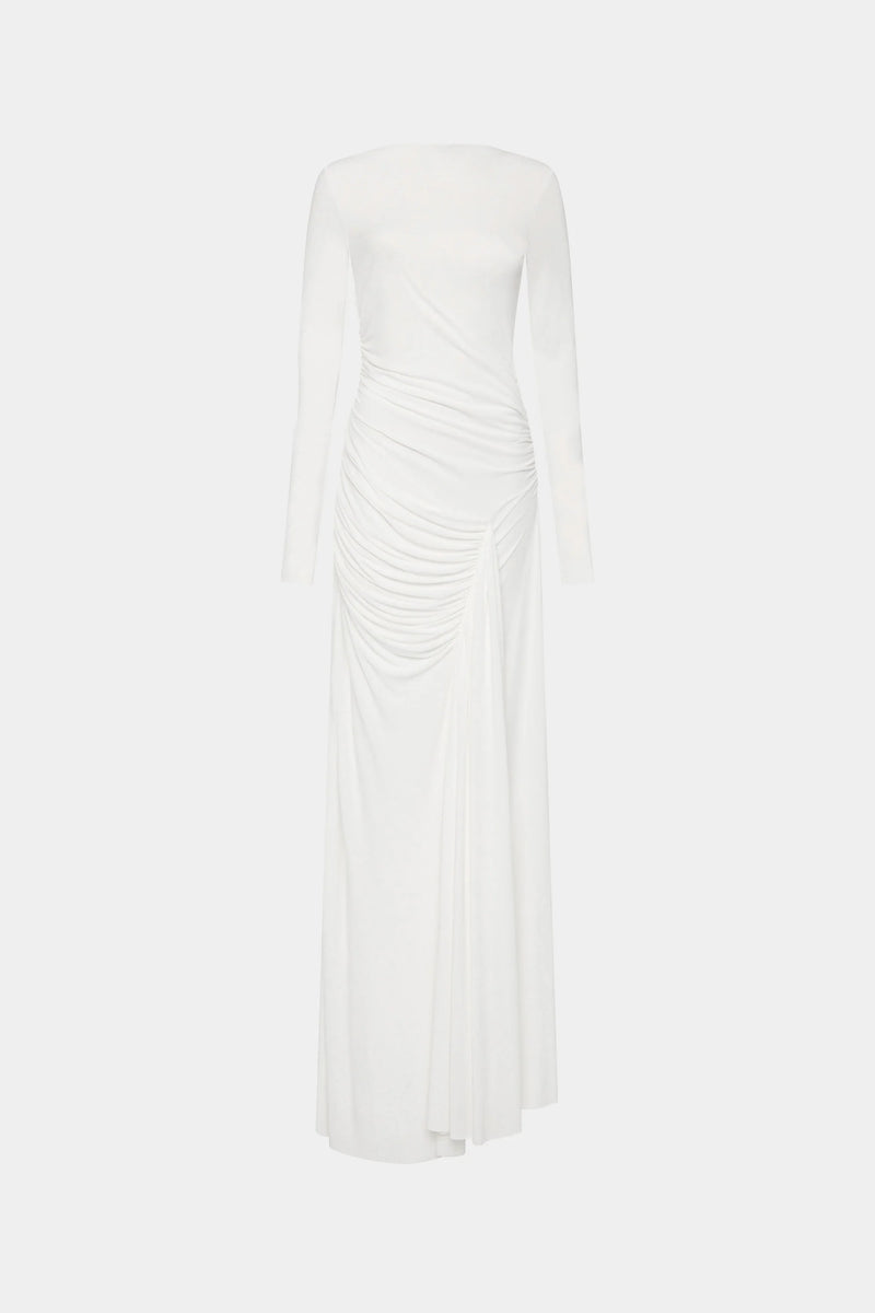 Misha Glacier Cupro Long Sleeve Maxi Dress - Ivory
