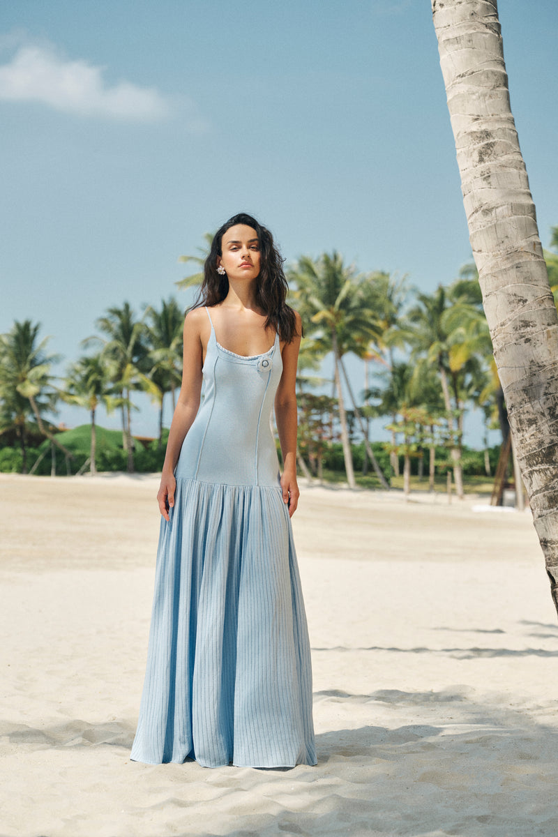 Mixed knit maxi dress