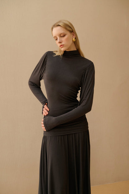Mock neck ruched set