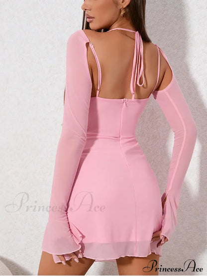 Monari Elegant Mini Dress Pink / S