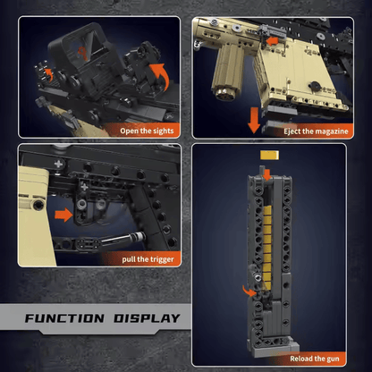Mould King Kriss Vector building toy, a detailed construction set for kids and adults interested in military toys and toy foam blasters.