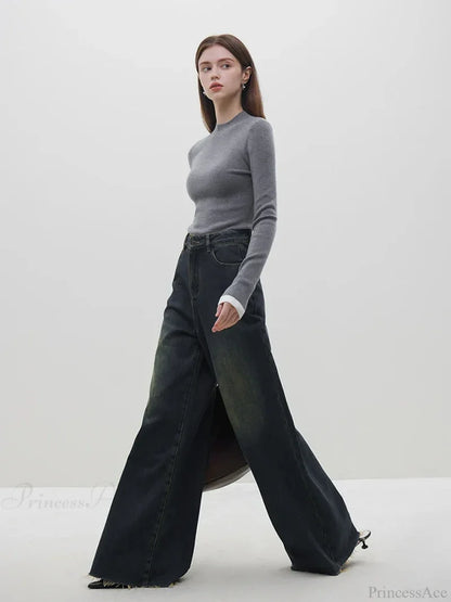 Multiple Colors Half Turtleneck Slim Knitted Sweater GRAY / S