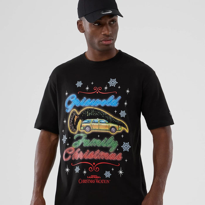 The Male model is wearing National Lampoon's Christmas Vacation Lifestyle Graphic Black T-Shirt 3