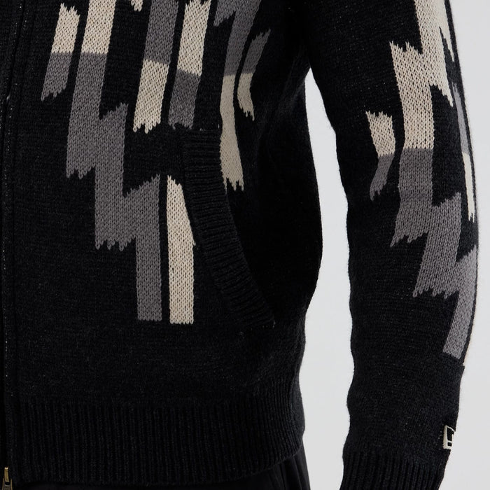 The Male model is wearing  New Era Organic Cowichan Black Cardigan 5