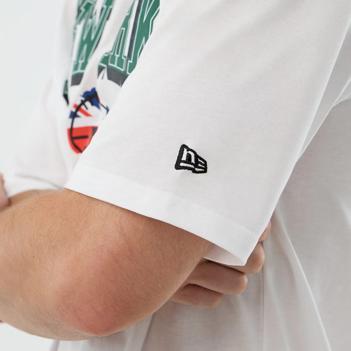 The Male model is wearing New York Jets NFL International Series Games White Oversized T-Shirt 5