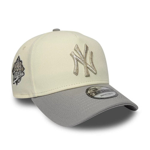 Pictured is this MLB Cooperstown New York Yankees 9FORTY A-Frame cap in white & grey. 1