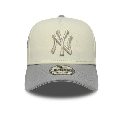 Pictured is this MLB Cooperstown New York Yankees 9FORTY A-Frame cap in white & grey. 2