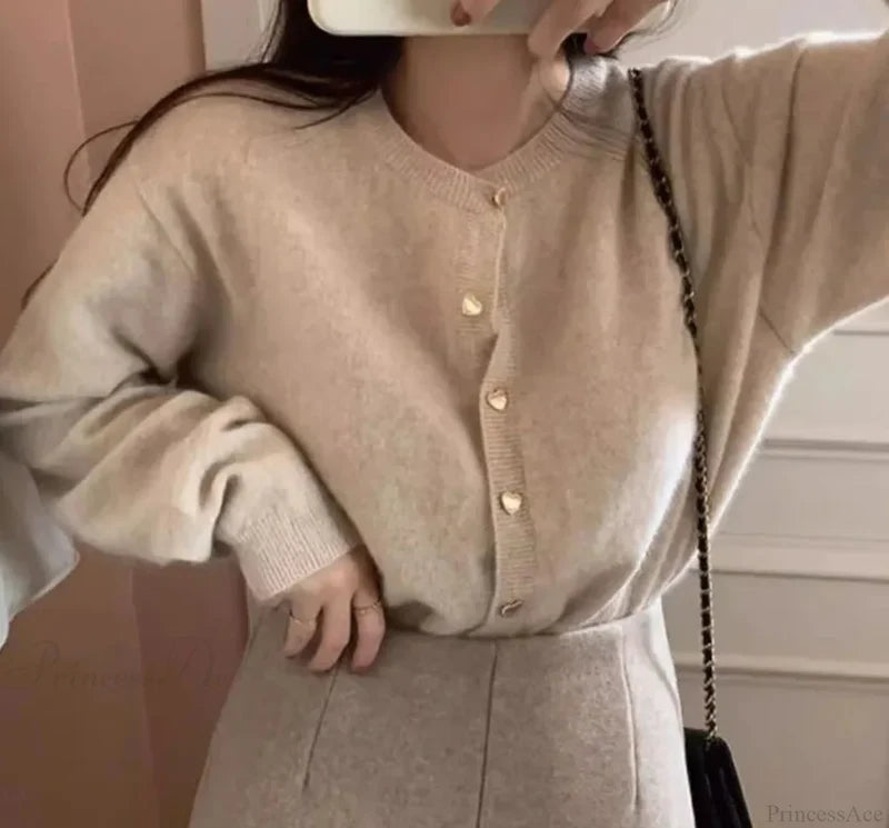 O-neck Long Sleeve Casual Cardigan