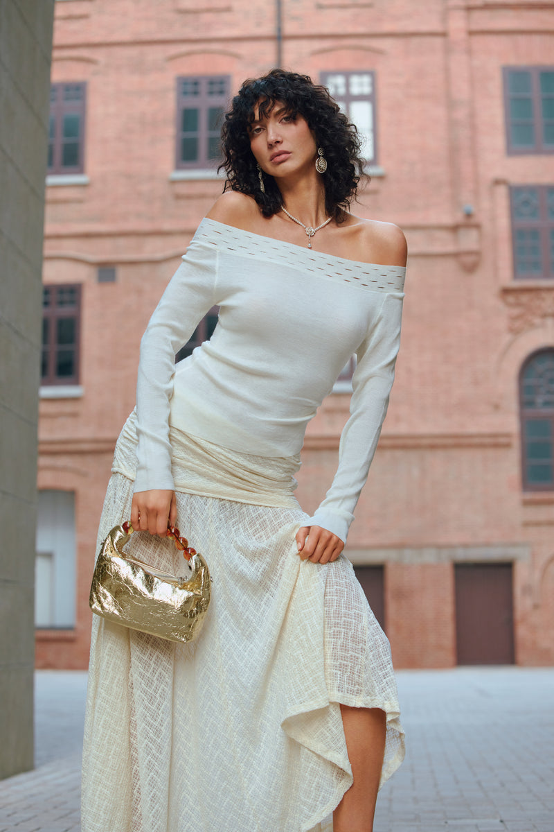 Off shoulder knit top