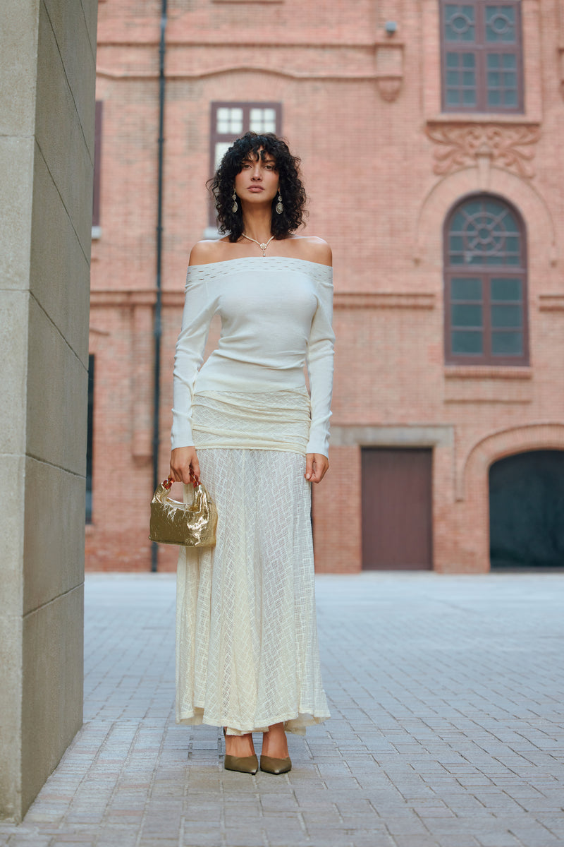 Off shoulder knit top