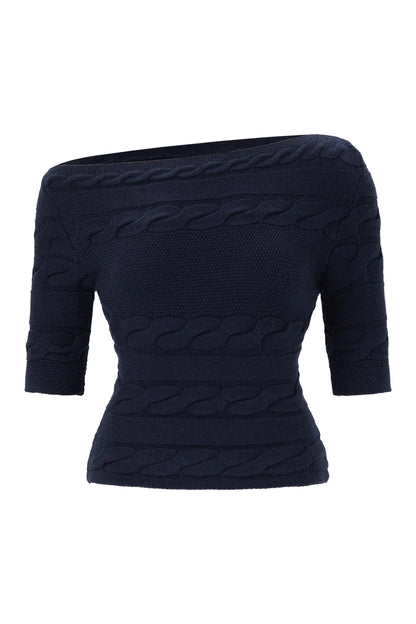 One shoulder cable knit sweater