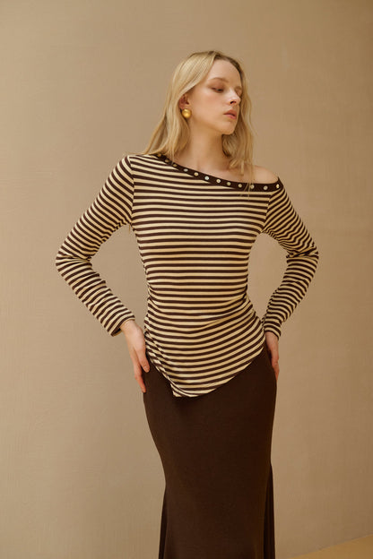 One shoulder striped top