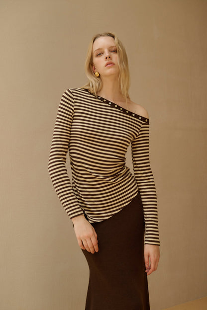 One shoulder striped top