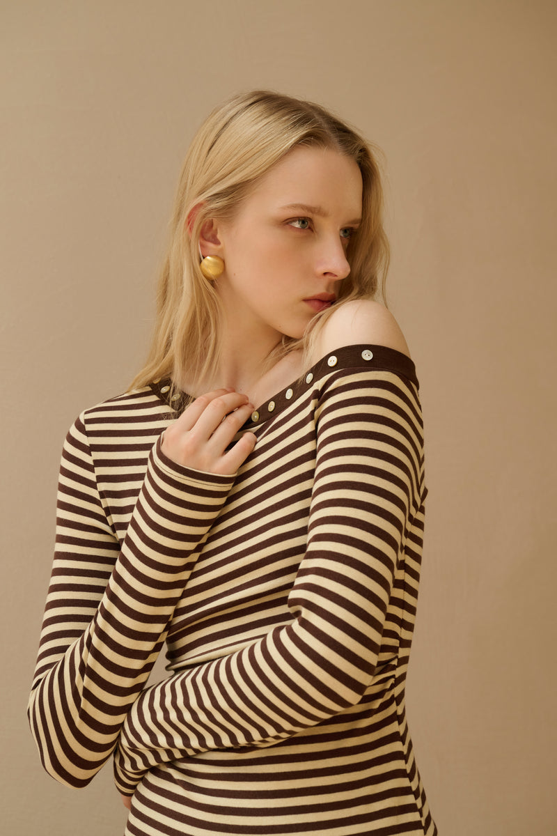 One shoulder striped top