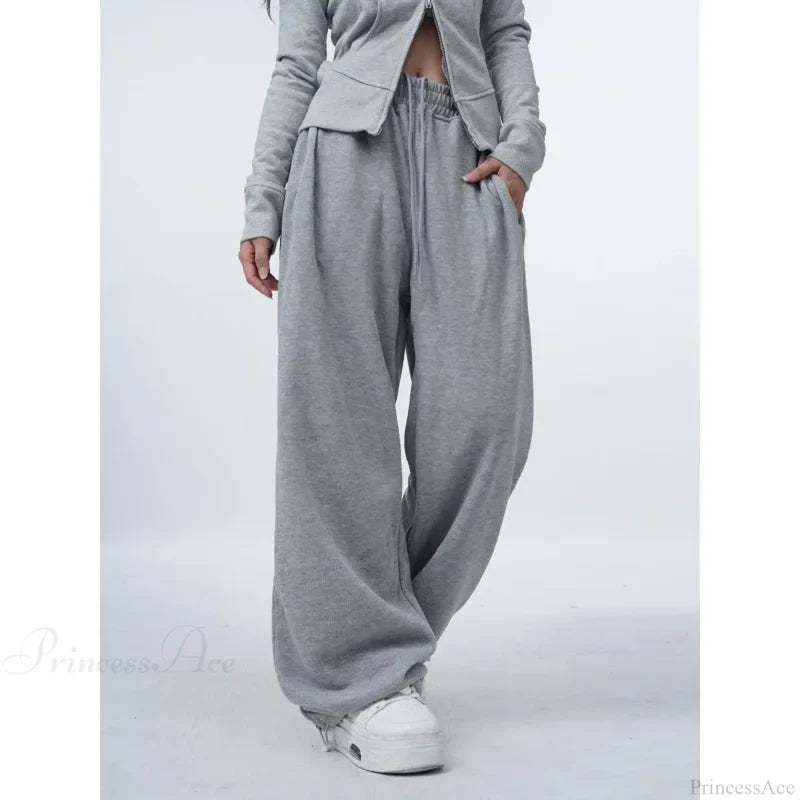 Oversized Gray Y2K Women Sweatpants Pants