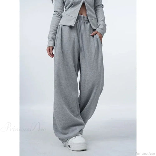 Oversized Gray Y2K Women Sweatpants Pants