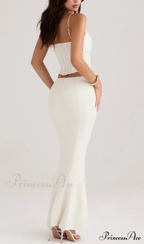 Paloma Ivory Stylish Corset Maxi Dress 30 Days / 4 S White