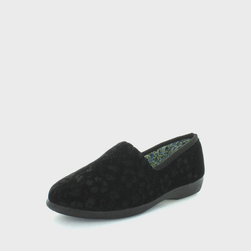 PANDA ETHANY SLIPPERS BLACK EMBOSSED