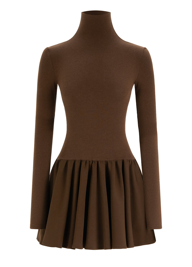 Patchwork turtleneck mini dress