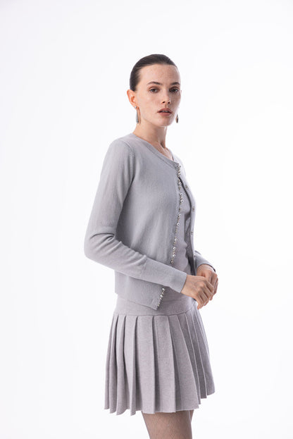Pearl edge wool cardigan