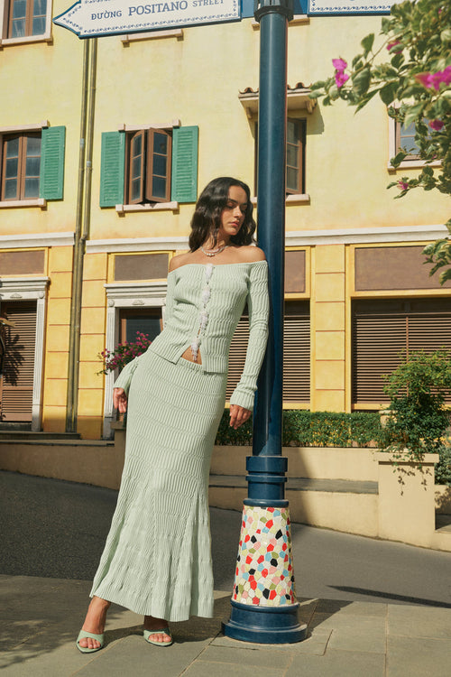 Pearl tassel top & maxi skirt