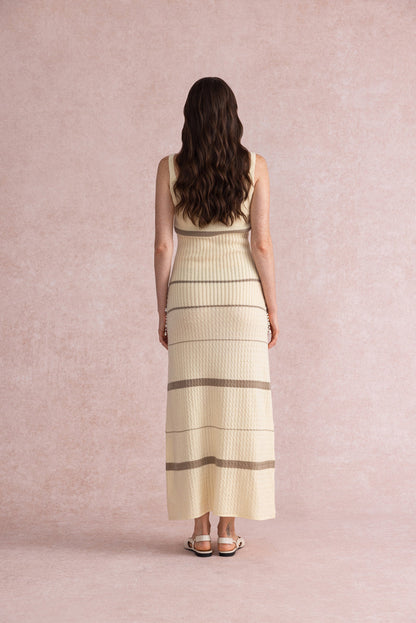 Pearl tassel wool dress
