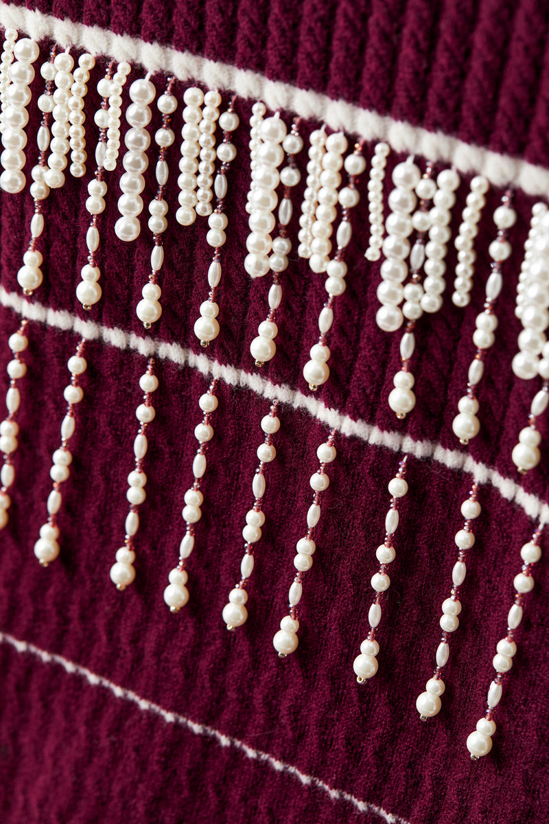 Pearl tassel wool dress