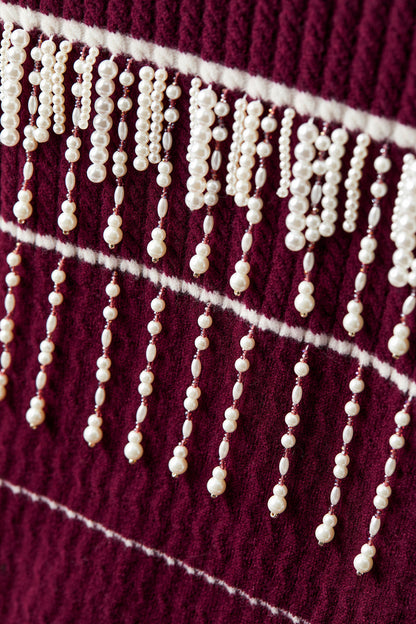 Pearl tassel wool dress