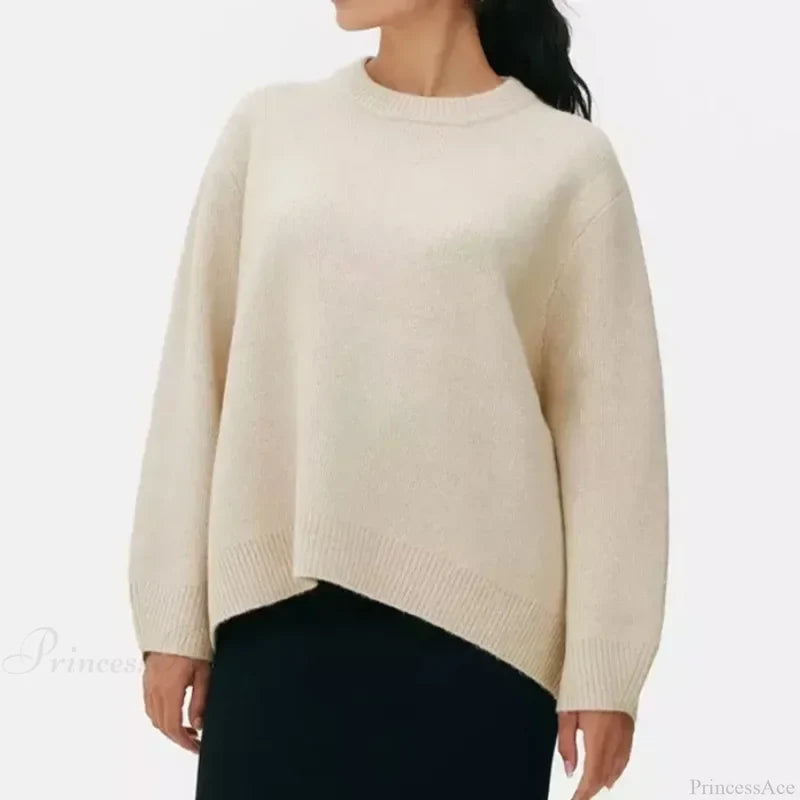 Pink Streetwear O-neck Sweater Apricot / S