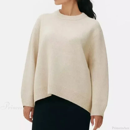 Pink Streetwear O-neck Sweater Apricot / S