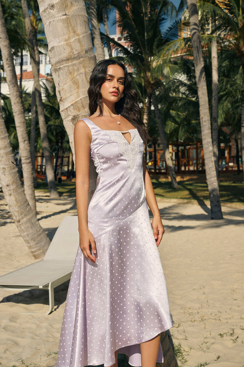 Polka dot asymmetrical dress