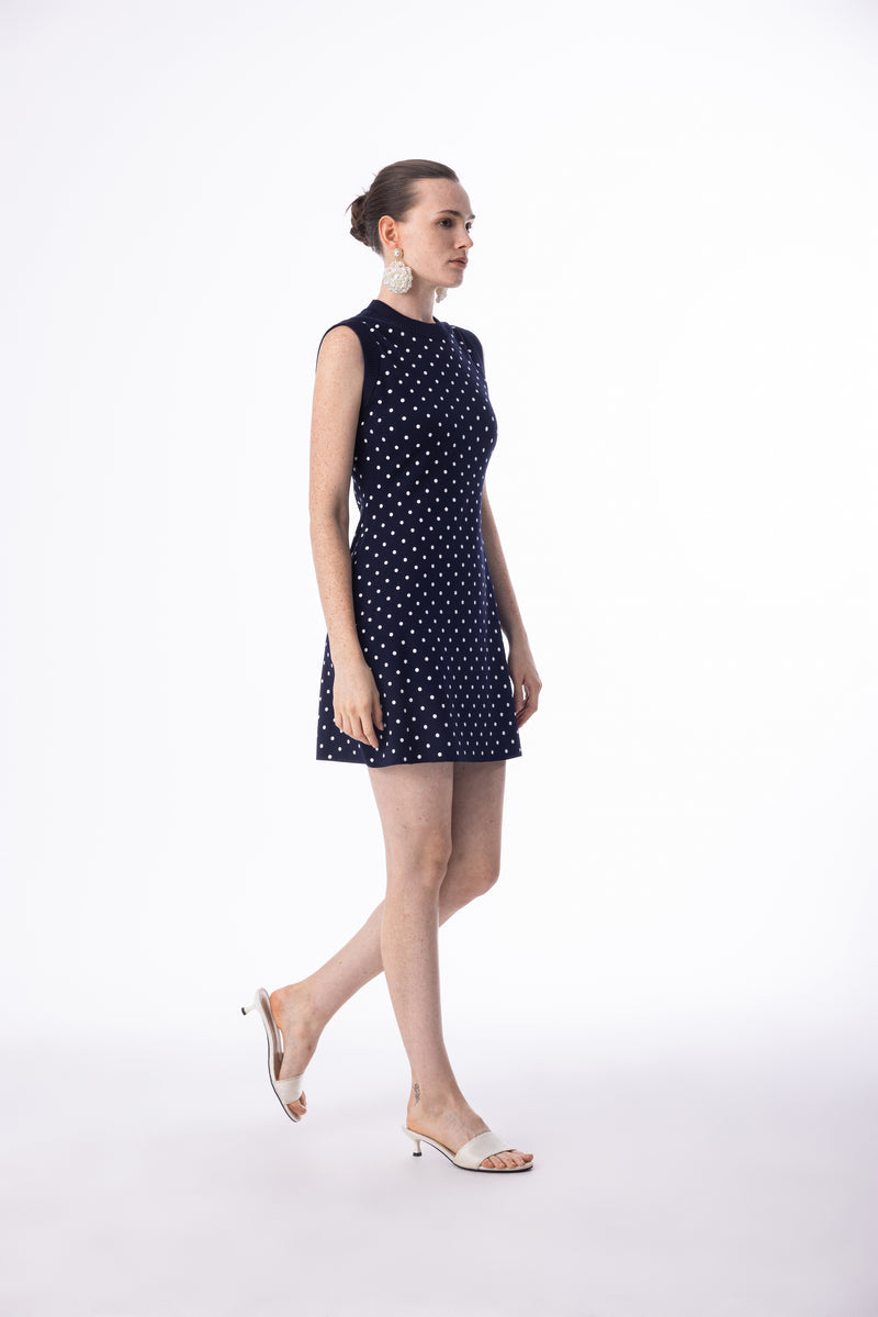 Polka dot knit dress
