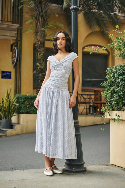 Polka dot lace overlay set