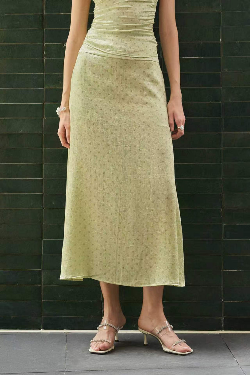 Polka dot satin skirt