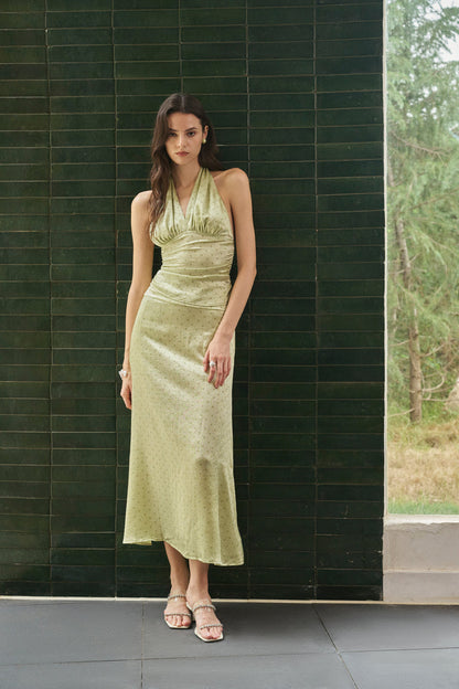 Polka dot satin skirt