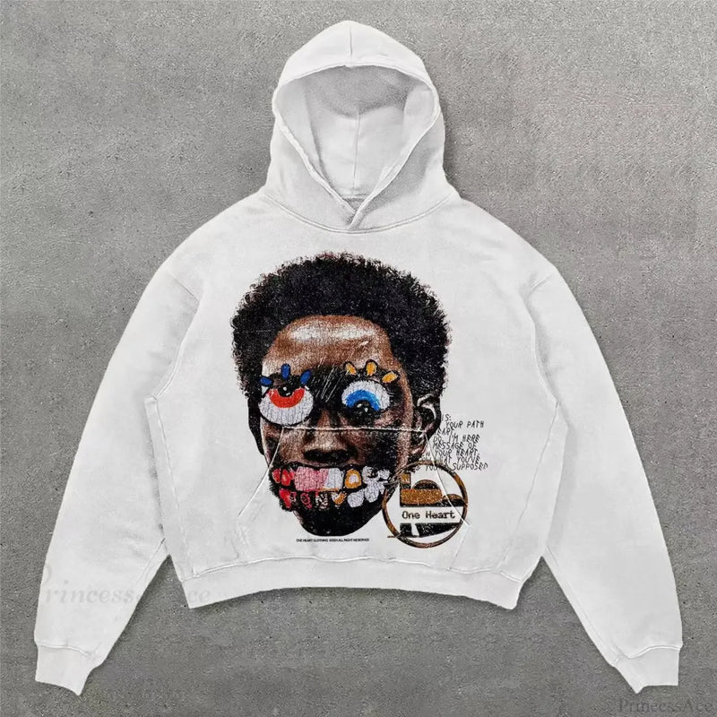 Retro Punk Printed Hoodie